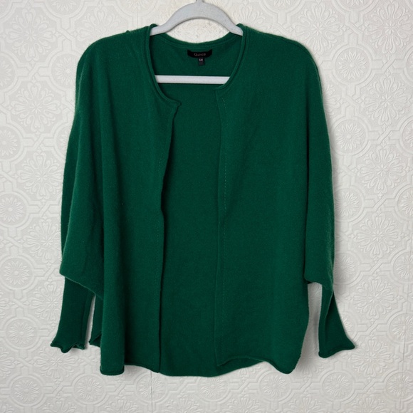 Quince Sweaters - Quince 100% Cashmere Emerald Green Open Cardigan Wrap Dolman Sleeves Sweater